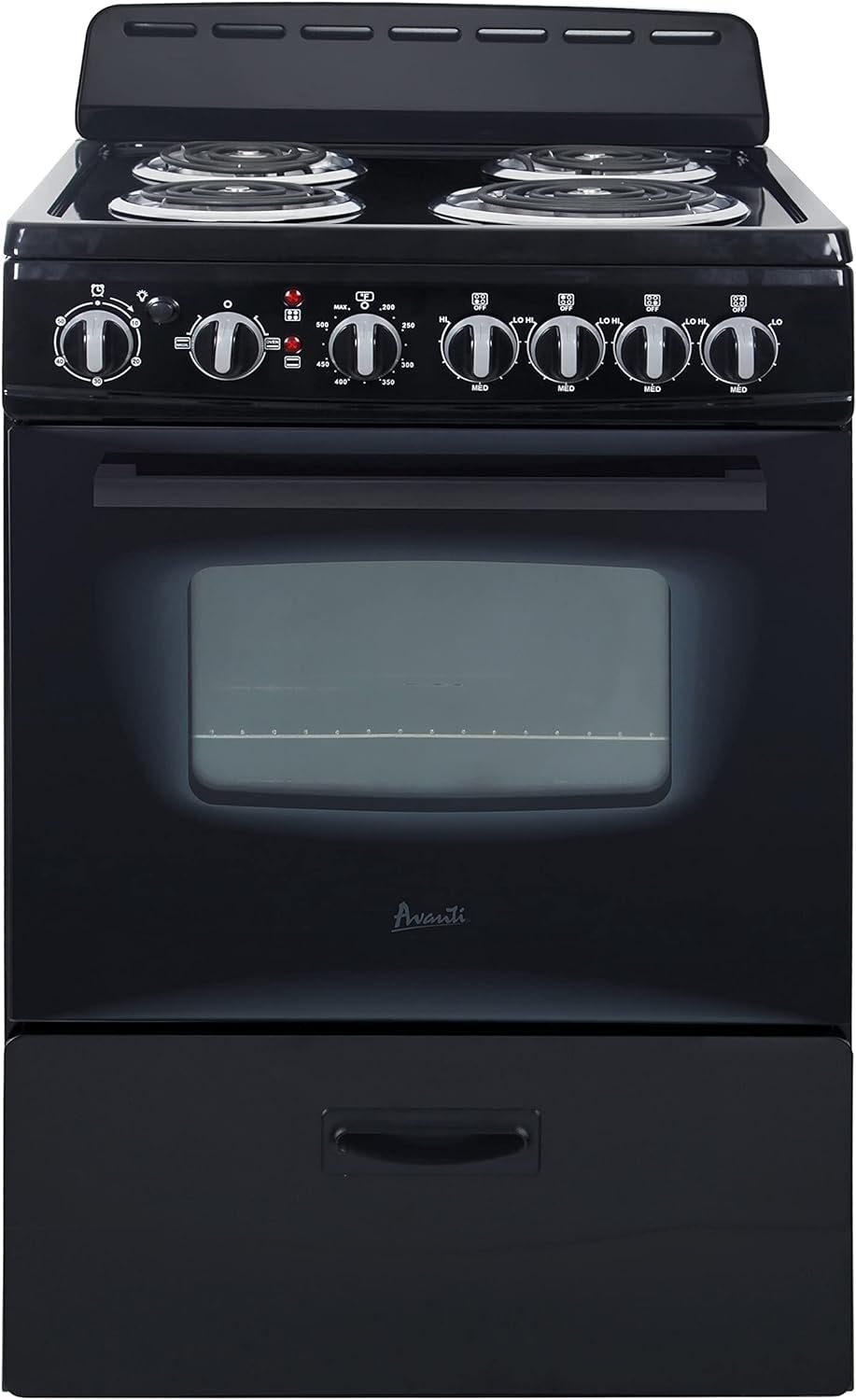 Avanti ERU240P1B ERU240 24" Electric Range Oven with Framed Glass Door, in Black
