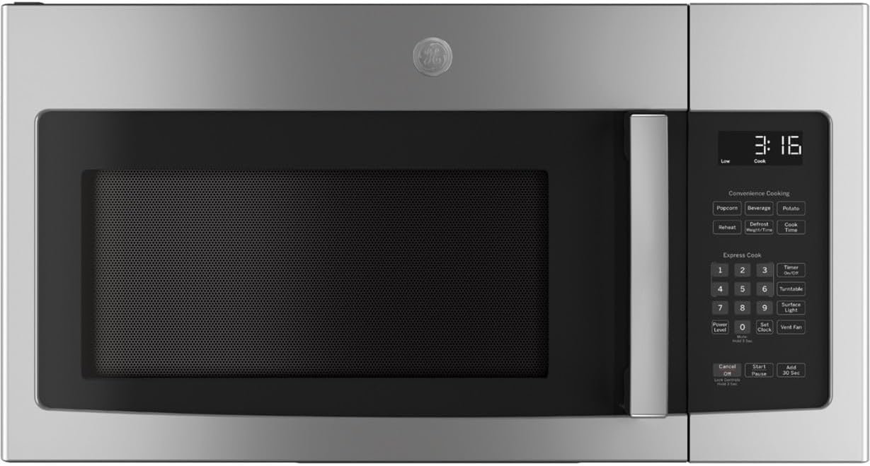GE JVM3162RJSS 30" 120 Volts 1.6 cu. ft. Capacity Over the Range Microwave with Convertible Venting and 1000 Watts in Stainlesss Steel