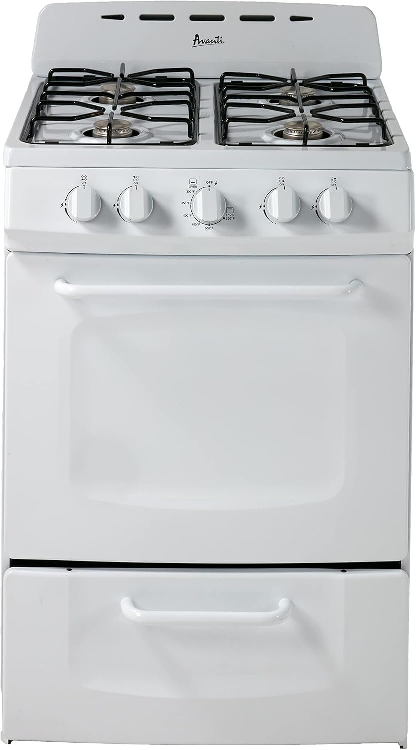 Avanti GRO24P0W GRO24 24" Gas Range Oven with Solid Metal Door, in White