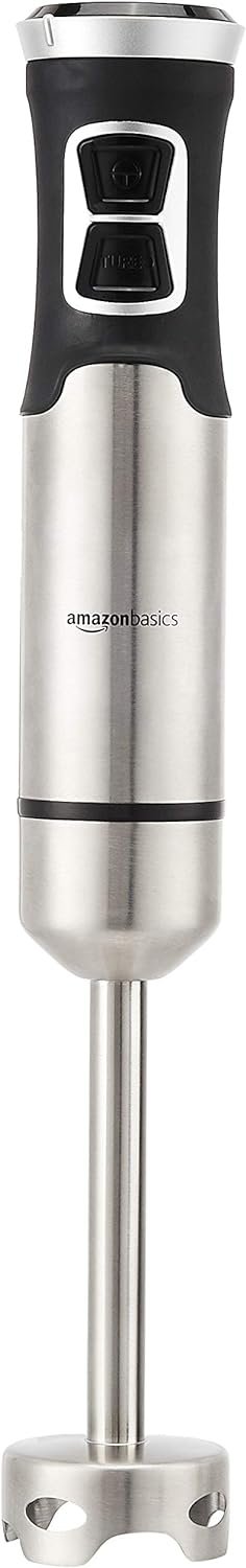 Amazon Basics 500 Watt Multi-Speed Immersion Hand Blender, Silver