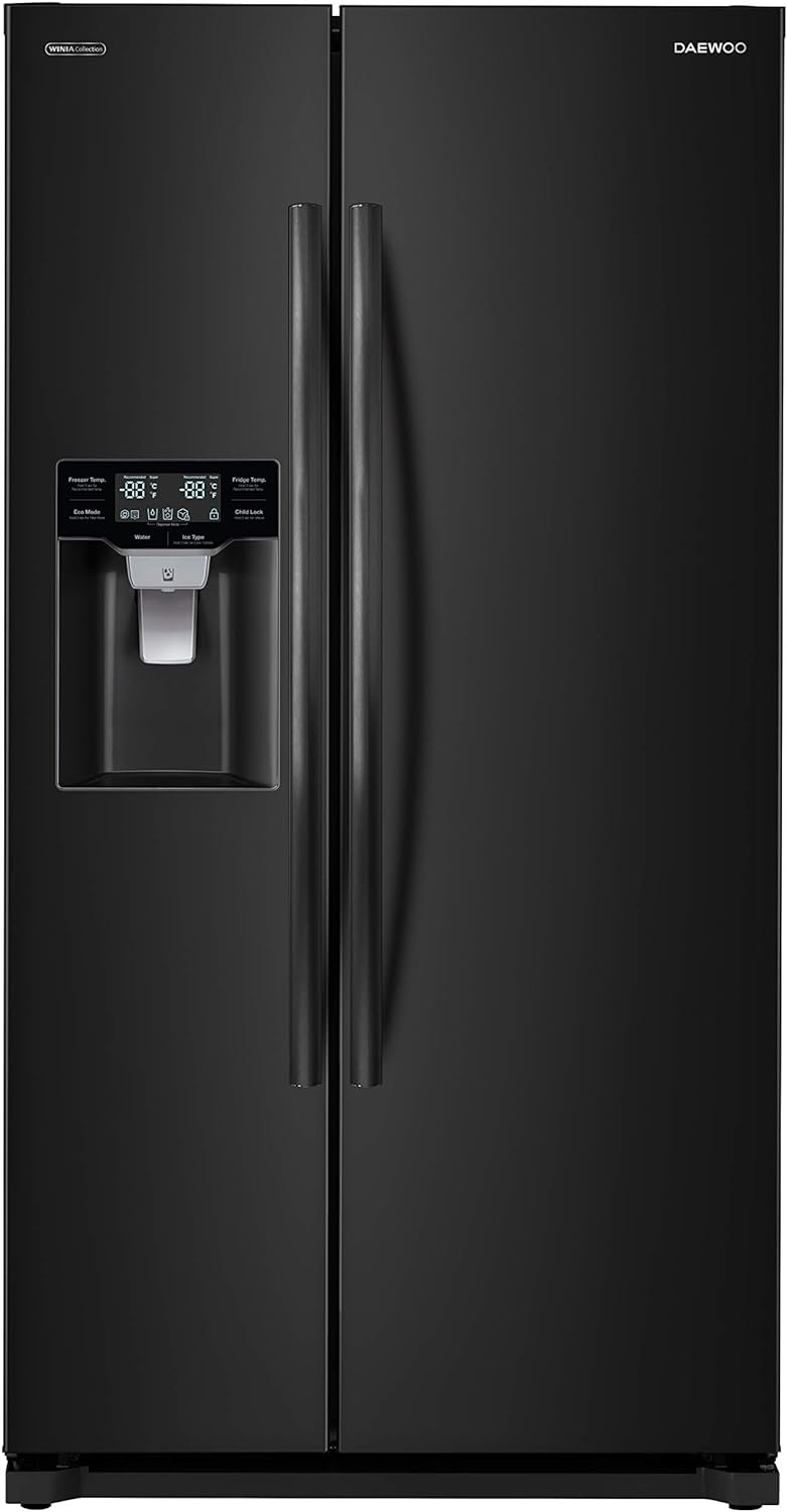Daewoo FRS-Y22D2B Side Refrigerator, Black, includes delivery and hookup