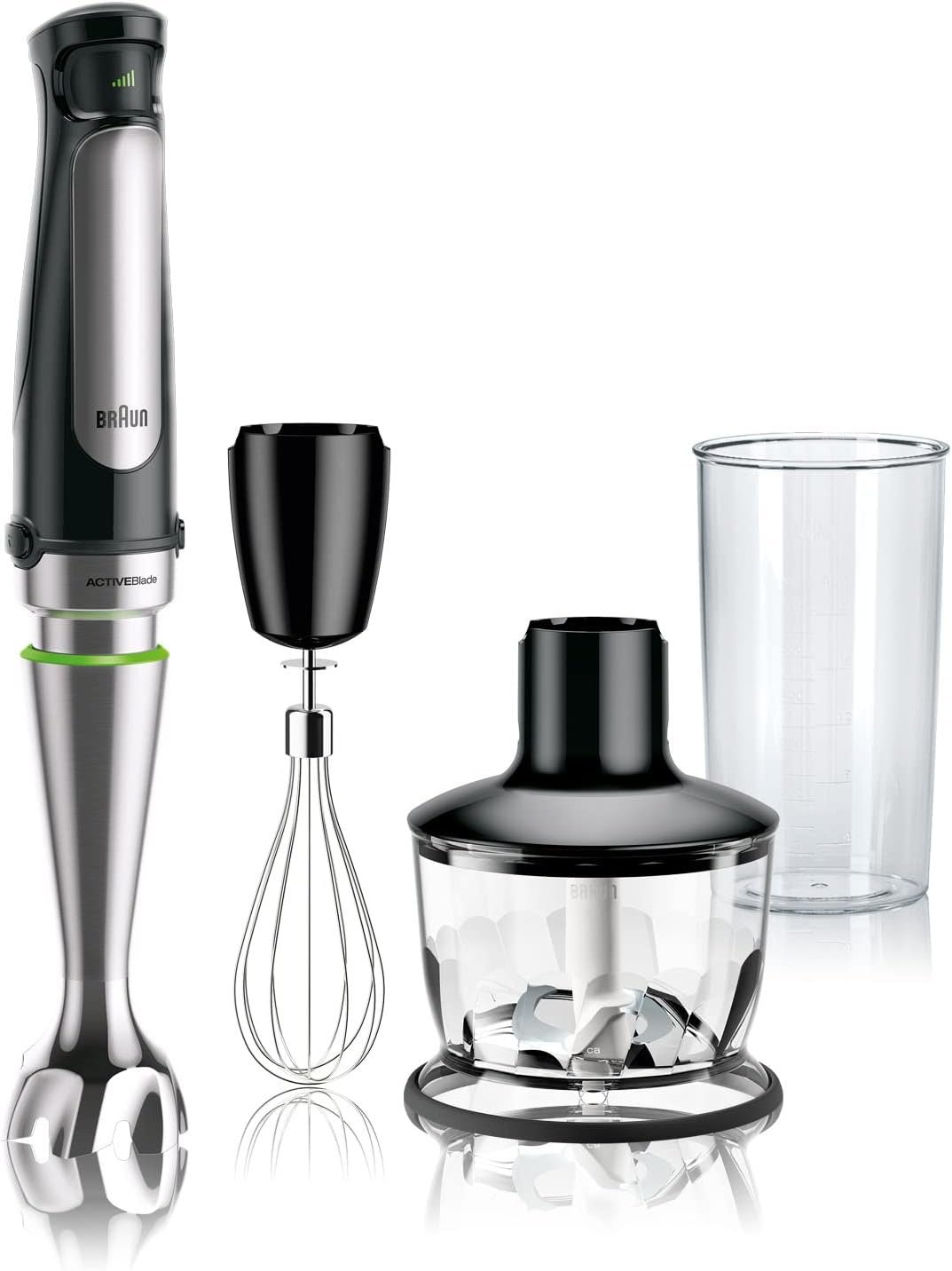 Braun MQ7035 Portable Immersion Hand Blender,500W Stick Blender,Variable Speed,2 Cup Chopper,Whisk,Beaker,Soup,Baby Food,Smoothies,Hummus,Egg Beater