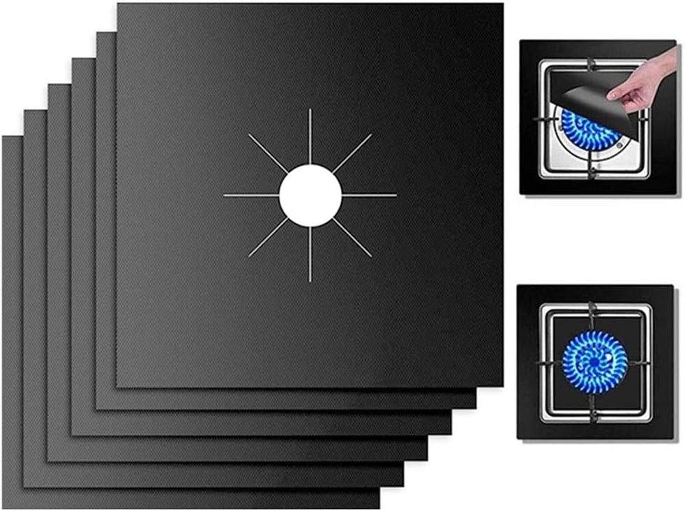 10 Pack Stove Burner Covers Double Thickness Reusable Non-Stick Heat-Resistant Gas Range Protectors for Kitchen and Easy to Clean（Black）