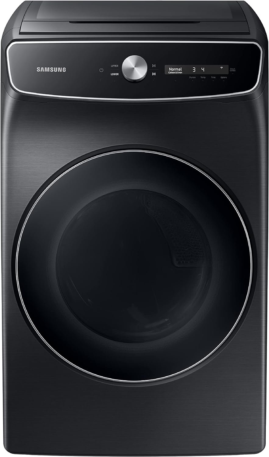 SAMSUNG 7.5 Cu. Ft. Smart Dial Electric Dryer with FlexDry, Dry 2 Loads in 1 Large Capacity Machine, Super Speed 30 Minute Clothes Drying Cycle, WiFi Connected Control, DVE60A9900V/A3, Brushed Black