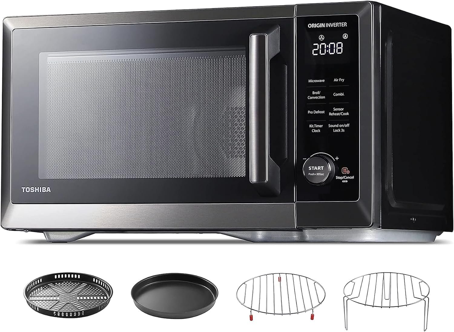 TOSHIBA Countertop Microwave Oven Air Fryer Combo, Inverter, Convection, Broil, Speedy Combi, Even Defrost, Humidity Sensor, Mute Function, 27 Auto Menu&47 Recipes, 1.0 cu.ft/30QT, 1000W