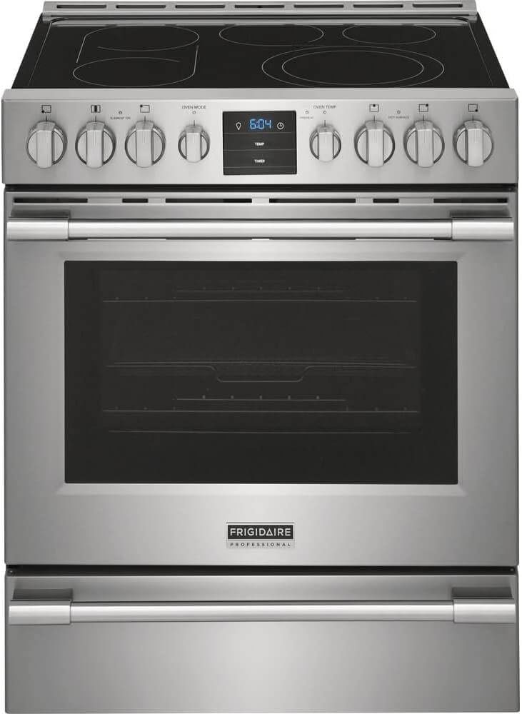 Frigidaire Professional Series PCFE3078AF 30 Inch Freestanding Electric Range with 5 Elements, 5.4 Cu. Ft. Oven Capacity, Storage Drawer, Air Fry, True Convection