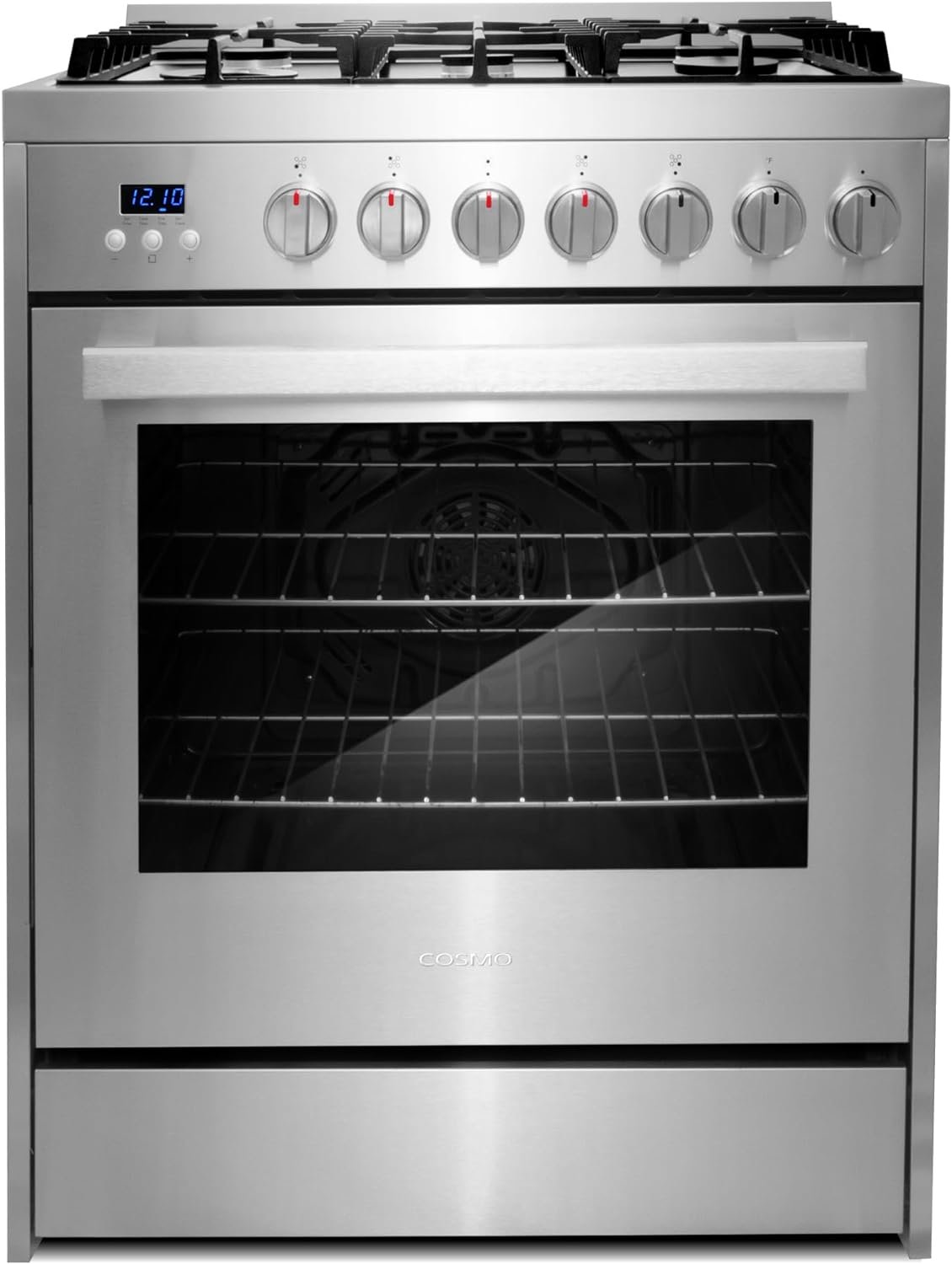 COSMO COS-305AGC 30 in. 5.0 cu. ft. Freestanding Single Oven Gas Range with 5 Burner Cooktop and Heavy Duty Cast Iron Grates in Stainless Steel