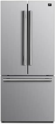 Forno 30" Inch w. French Door Refrigerator with Bottom Freezer and 17.5Cu. Ft. Total Capacity - Stainless Steel No Frost Fridge with Adjustable Glass Shelves and Child Safety Lock
