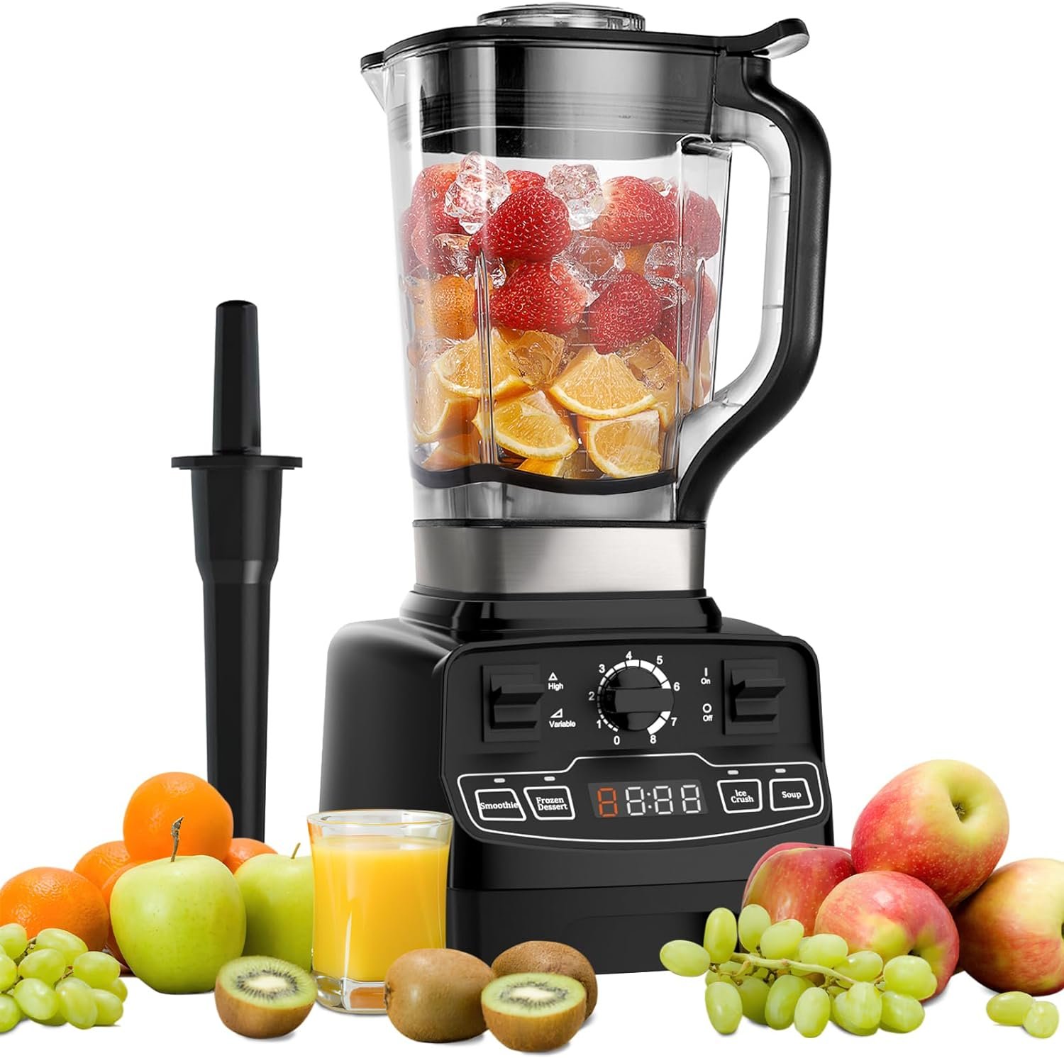 Enfmay Smoothie Blender Maker 1450W High Performance Blender for Kitchen with 4 Preset Programs 8 Speeds Control 33000RPM Powerful Blender 2L Tritan BPA Free Container Ice Crush Blender for Smoothie