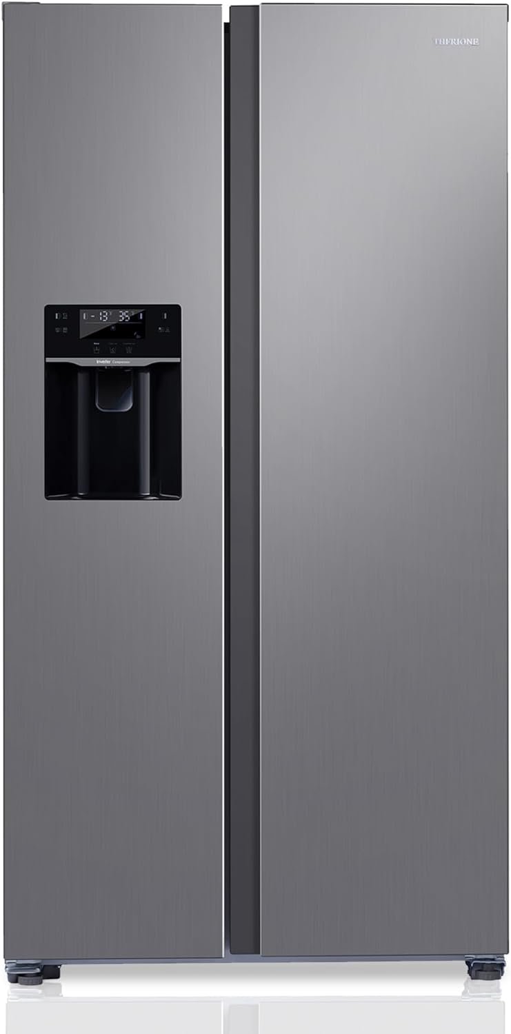 Freestanding Side-by-Side Refrigerator with 18.1 Cu. Ft Capacity, Built-In Ice Maker & Water Dispensers, 2 Door Auto Defrost Fridge for Kitchen/Office/Commercial, Gray Stainless Steel
