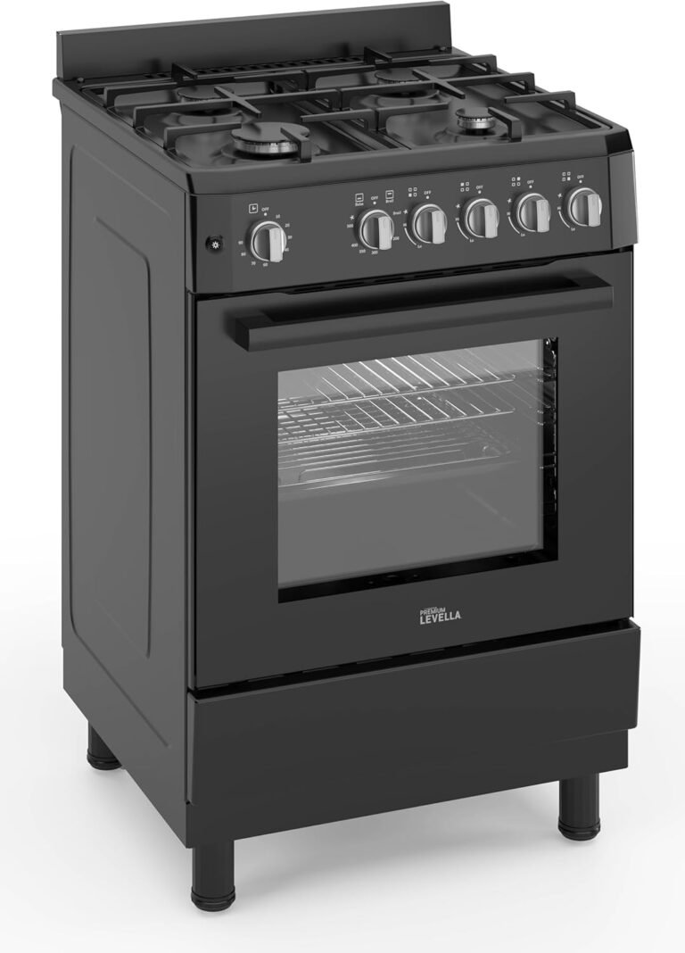 PremiumLevella 24″ Gas Range with 4 Burners and 2.7 Cu. Ft. Oven Capacity (Black)