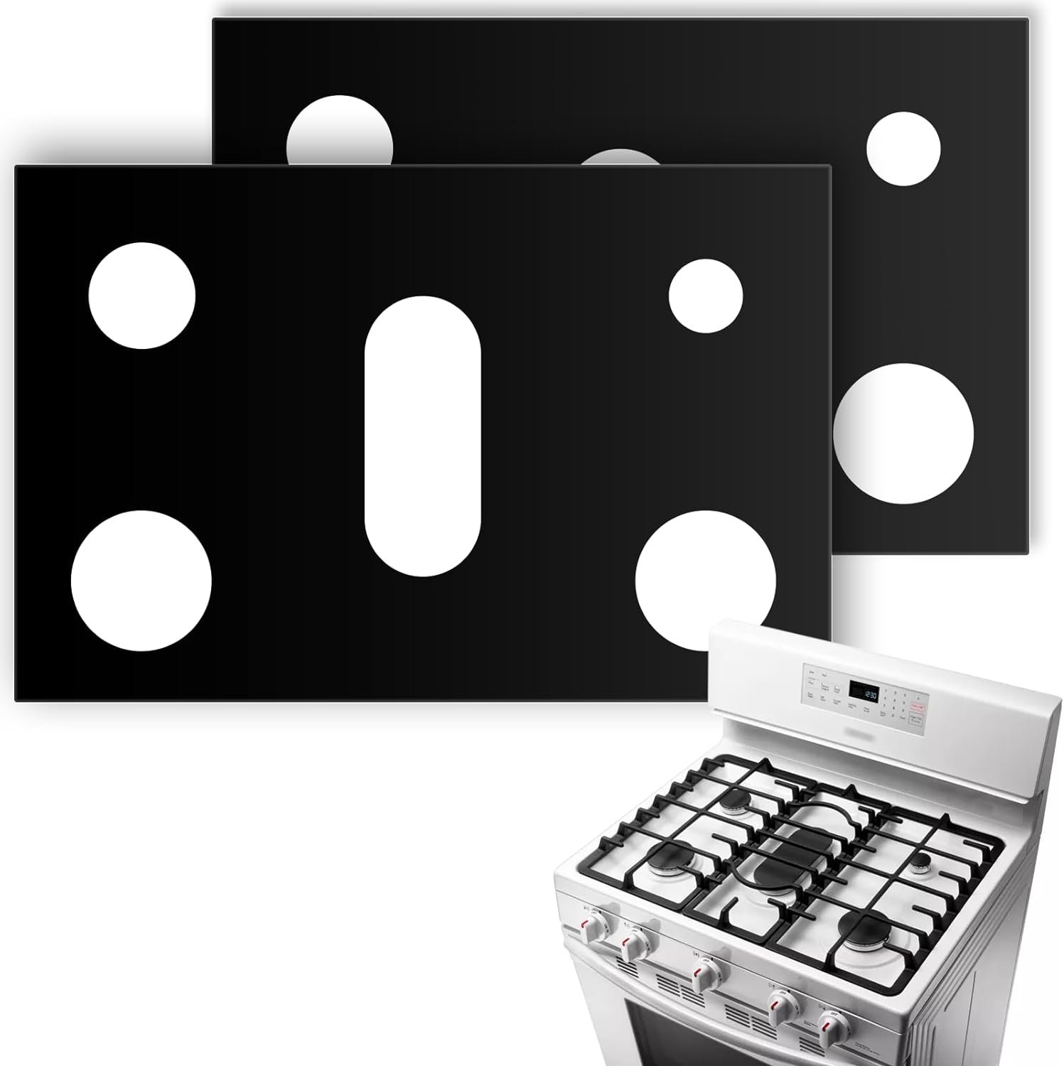 Gas Stove Burner Cover, Stove Guard Stove Top Protector, Gas Stove Burner Liners Compatible with Samsung Gas Stove Range, for Kitchen Cooking, Reusable, Non-Stick and Easy to Clean (2PCS)