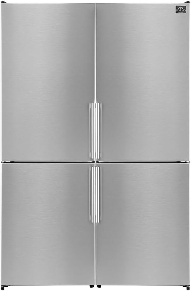 Forno Guardia 46.8" Side by Side Refrigerator with Touch Control & LED - 21.6 cu.ft Bottom Freezer Refrigerator - Swing Double Door Fridge with Adjustable Glass Shelves, Freezer and Crisper Drawers