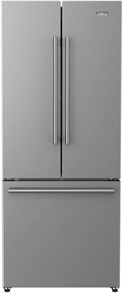 Galanz GLR16FS2K16 3 French Door Refrigerator with Bottom Freezer & Installed Ice Maker, 16 cu ft, Stainless Steel