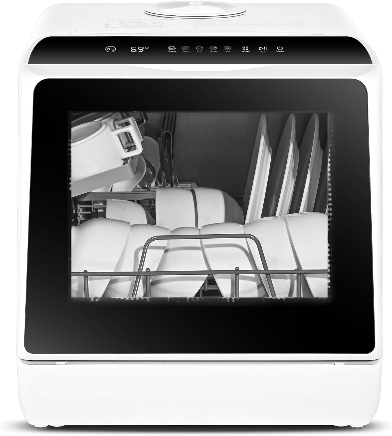 EUHOMY Countertop Dishwasher with 4.9 L Built-in Water Tank& Inlet Hose Portable Mini Dishwashers with 5 Programs for Small Apartments, Dorms and RVs,High-Temp& Air-Dry Function