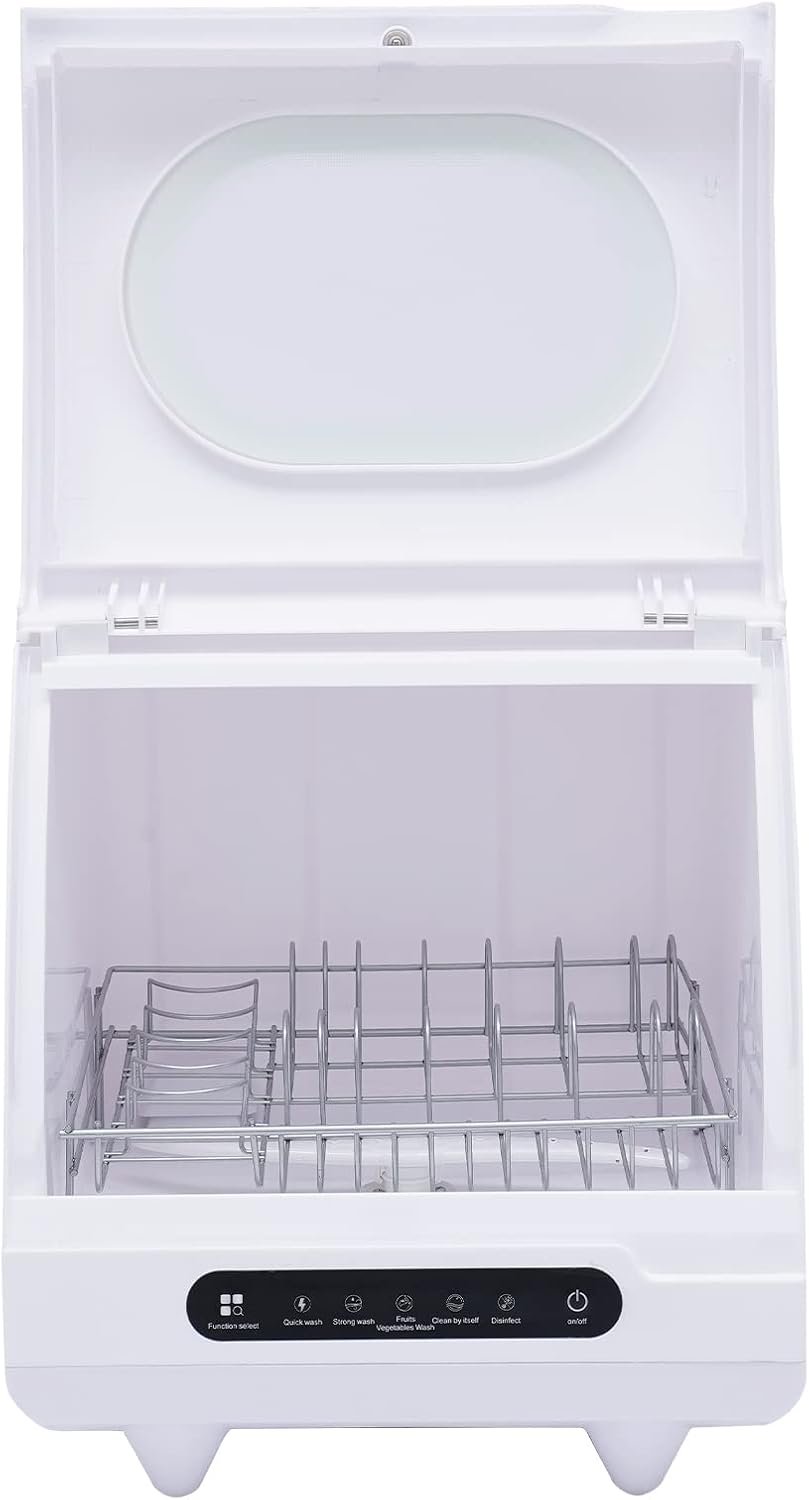 1200W Portable Countertop Dishwasher, 5 Washing Programs Portable Dishwasher With 5-Liter Built-in Water Tank, Compact Dish Washing with Programs Display for Small-Sized Houses, Dorms