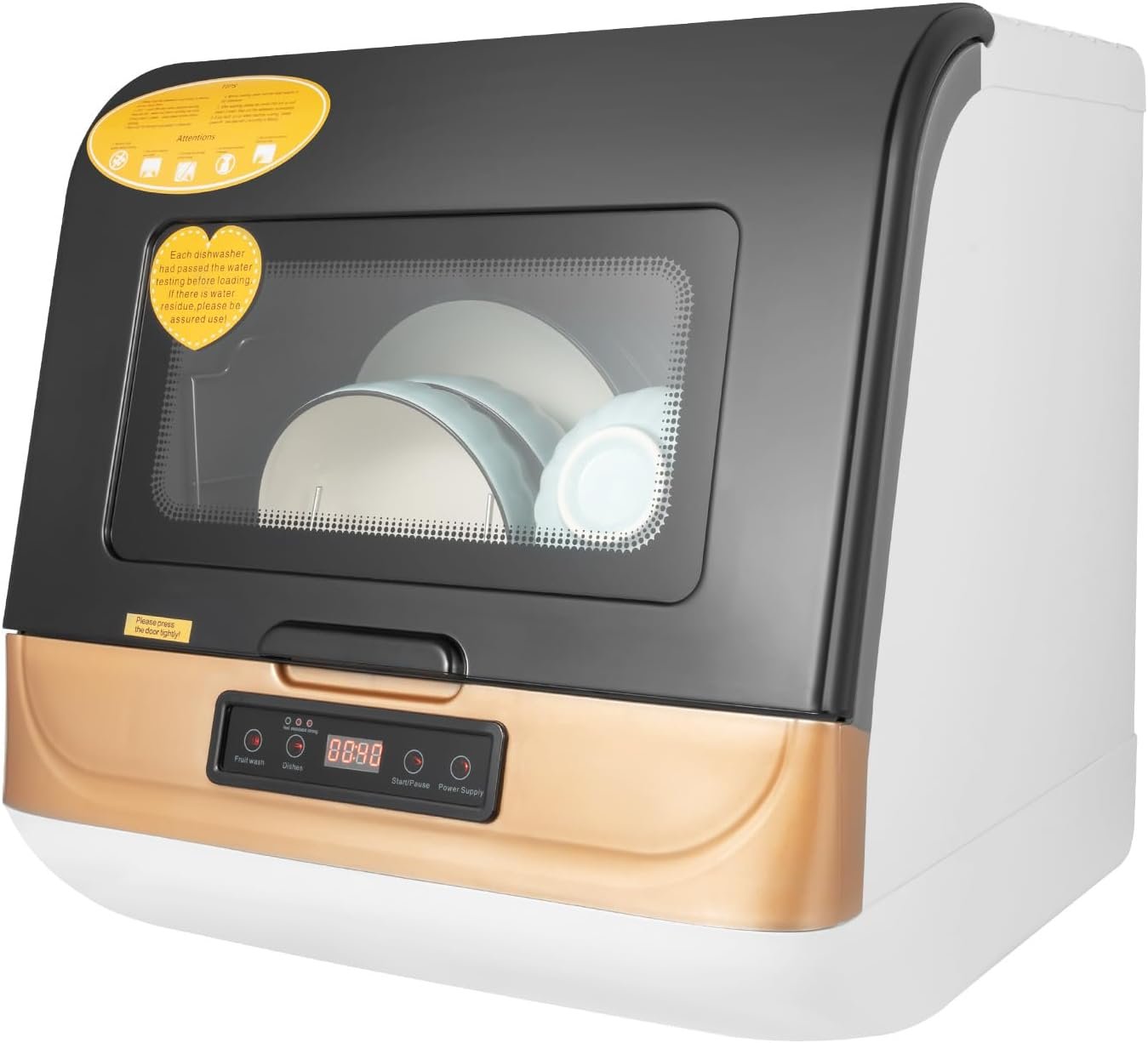 Desktop Installation-Free Dishwasher, 800W Portable Mini Dishwasher Countertop, 3 Washing Programs Display Automatic Dishwashing, Compact Countertop Dish Washer Dishes Washing Cleaner Machine