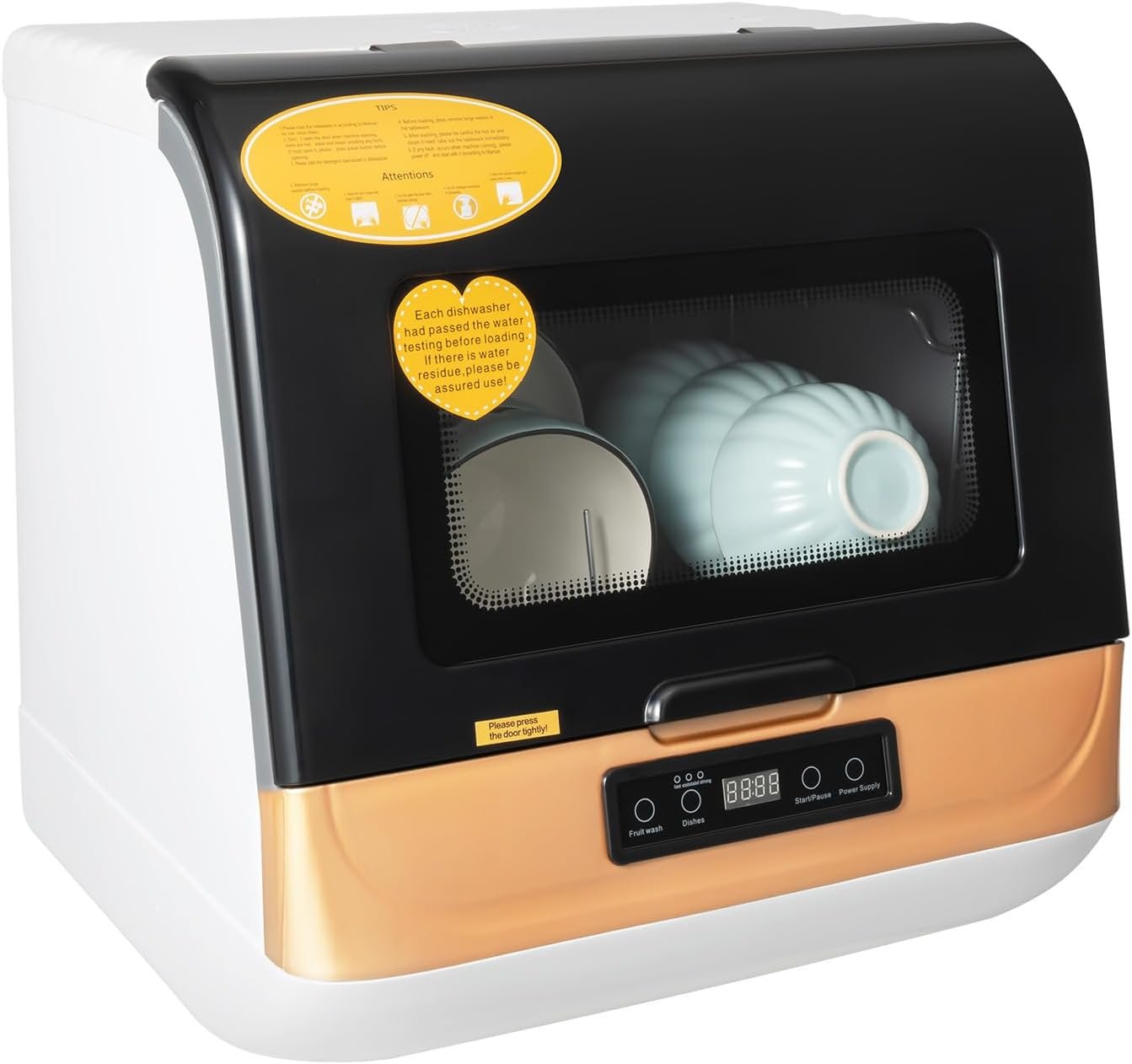 800W Portable Countertop Dishwashers,3-in-1 Washing Programs Dishwasher,Mini Dishwasher Small Dishwasher,360° Spray,Residual Temperature drying,Small Dishwasher for Home, Apartments