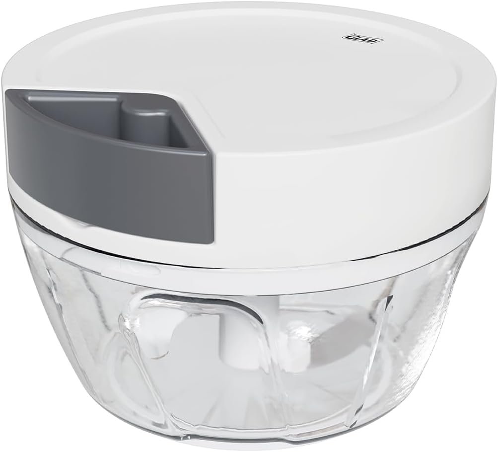 Glad Manual Pull Vegetable Chopper - Small Handheld Food Processor and Veggie Cutter with Pull String - Kitchen Cooking Tool for Meal Prep, 13.5oz (400mL)