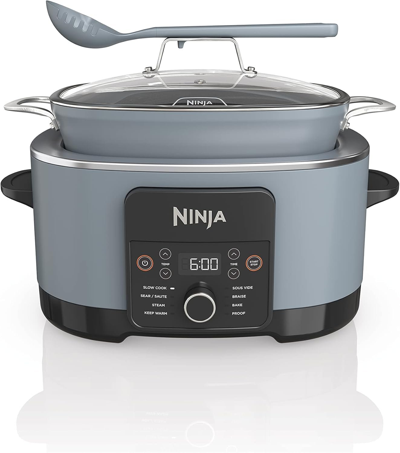Ninja MC1001C Foodi PossibleCooker PRO 8.5 Quart Multi-Cooker, with 8-in-1 Slow Cooker,Dutch Oven,Steamer &More,Glass Lid & Integrated Spoon,Nonstick,Oven Safe Pot to 500°F,Sea Salt Gray,Sea Salt Grey