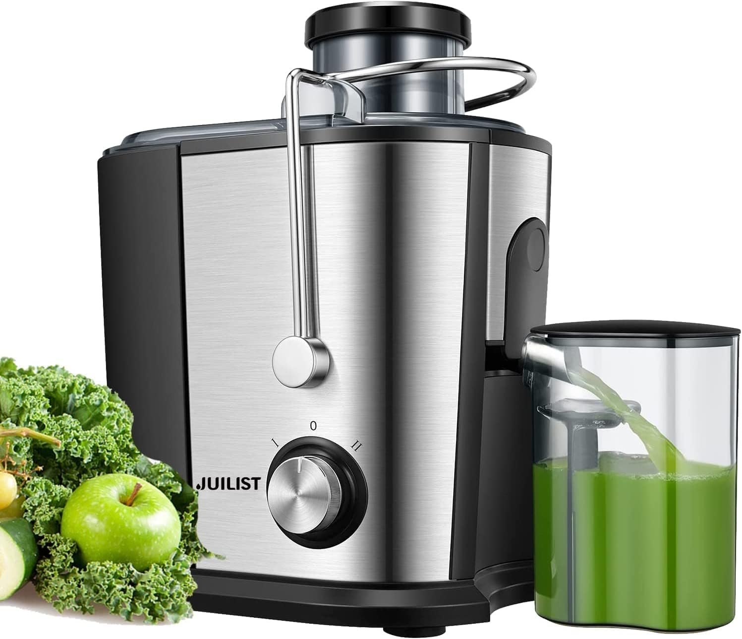 Juicer Machines with Anti-drip & Anti-slip Function, Centrifugal Juicer Whole Fruit and Vegetable with 3-inch Wide Food Chute, 2 Speeds, Recipe Included, Easy to Clean